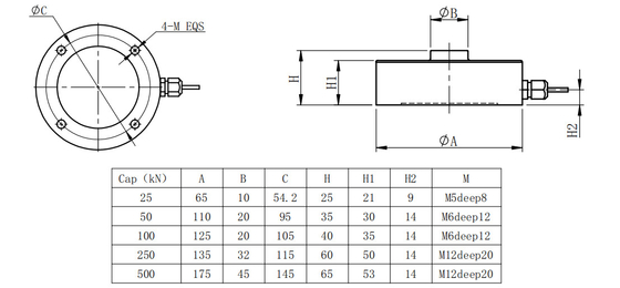 Edelstahl-Sensor-Modul-industrielle wiegende Einzelmessdose 25~-500kN